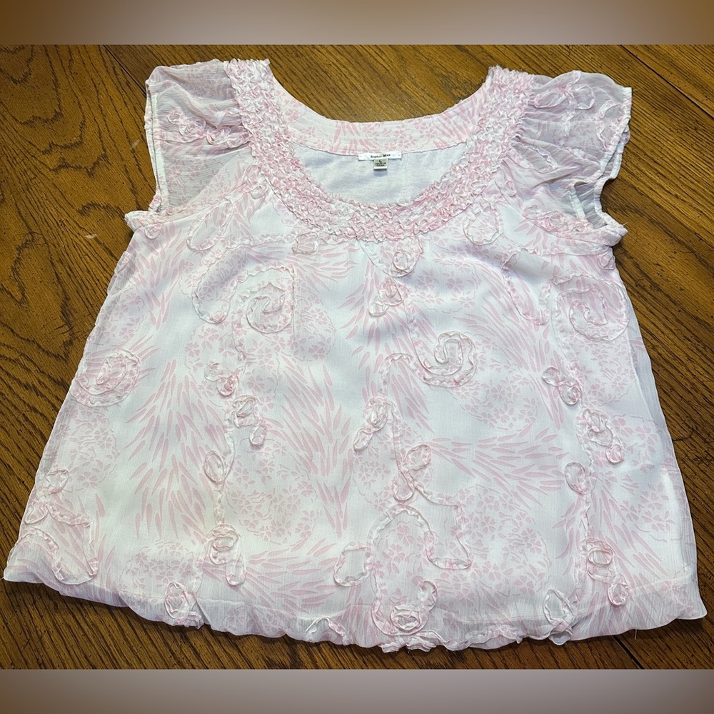 Sophie Max Women’s Floral Sheer Top-Large
